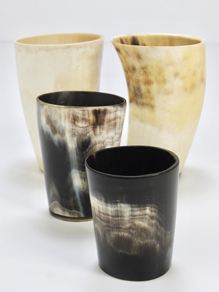 Two Carl Aubock Mid-Century Horn Desk Pen & Pencil Holder Cups, Austria, 1950s