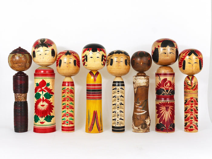 Decorative Kokeshi Doll Sculpture from Northern Japan, Hand-Painted, Signed