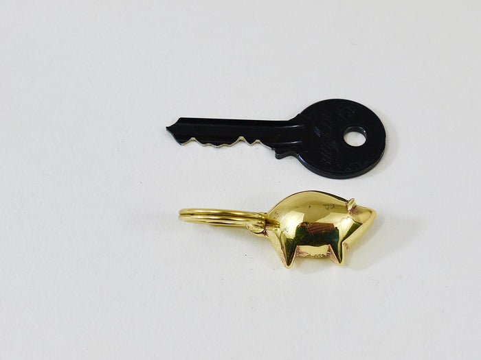 Carl Auböck Midcentury Lucky Charm Pig Brass Figurine Key Ring Chain Holder